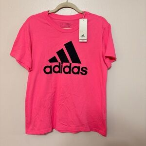 Adidas Women's Pink Tee with Black Logo